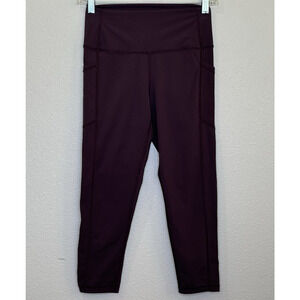 Zyia Womens Cropped Activewear Leggings Sz 6-8 Purple High Rise Pull On Pockets